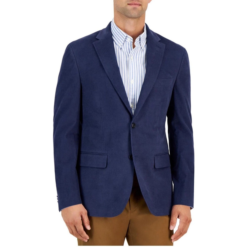 Tommy Hilfiger Sport Coat Blazer Mens 42L Modern fit Cotton Corduroy Blue